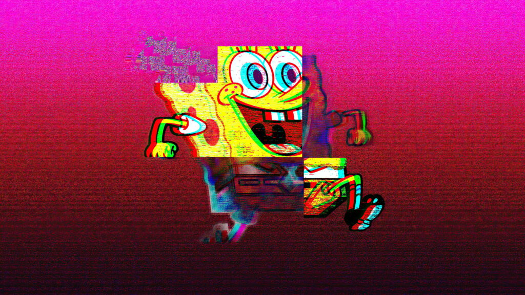 Spongebob Vaporwave Delight: 4K Wallpaper Drenched in Nostalgic Aesthetic