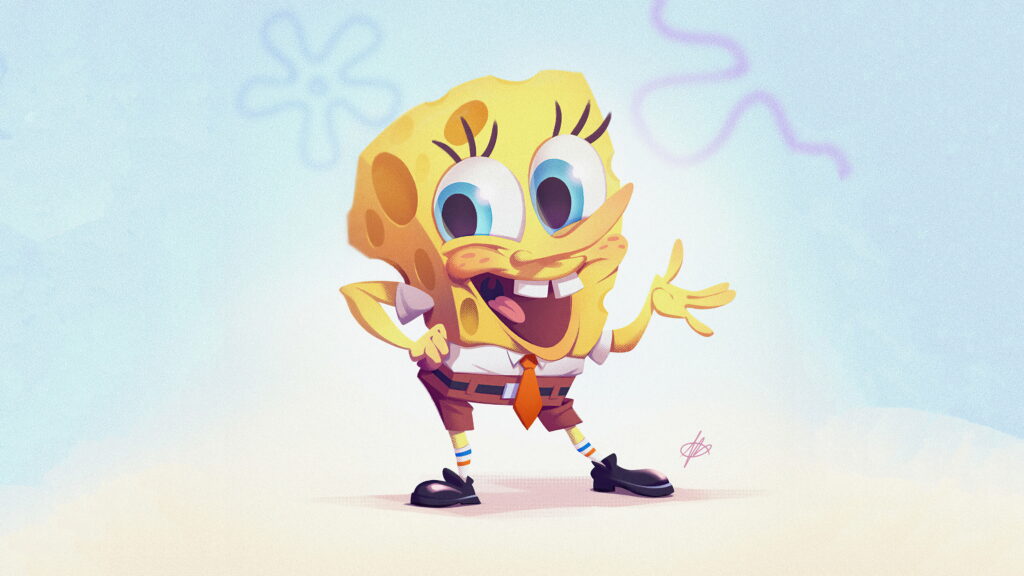 Spongebob Masterpiece: A Digital Artwork Capturing the Essence of Cartoons Wallpaper