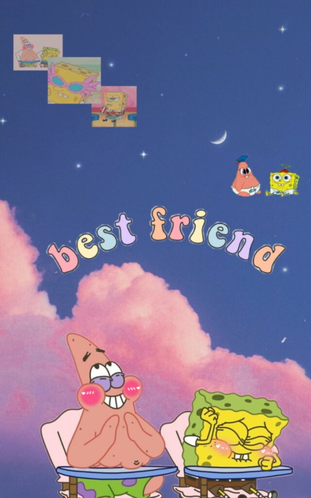 Cute and Aesthetic Best Friends: Patrick and Spongebob HD Phone Wallpaper