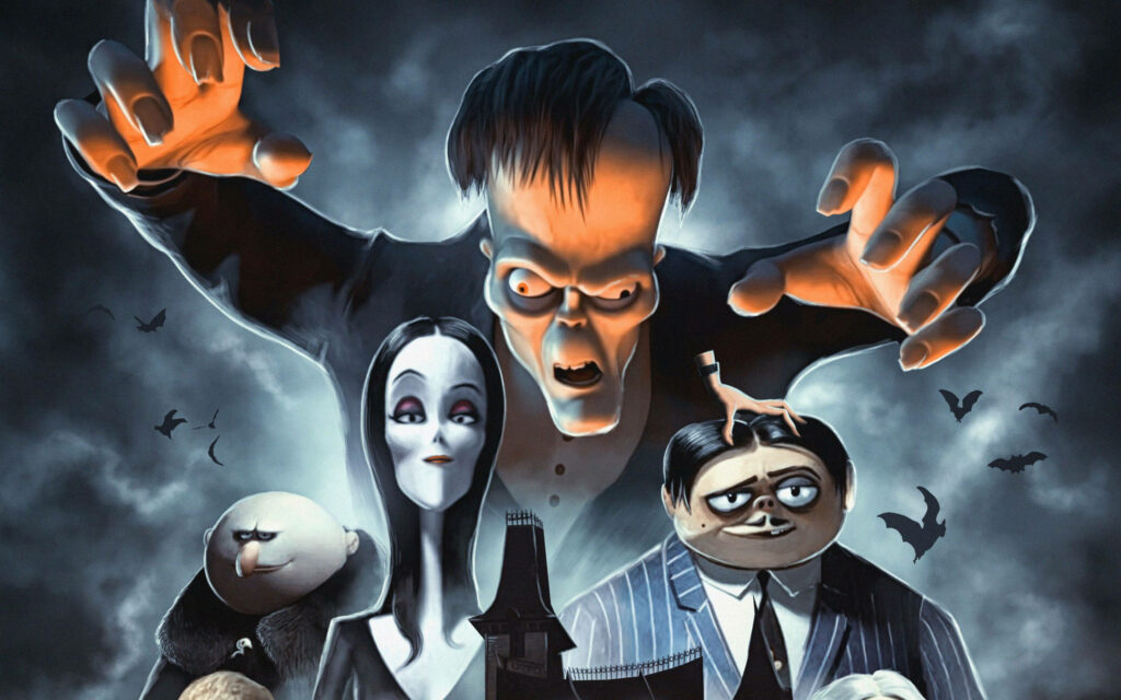 “Eerie Addams Family 2 Wallpaper: Lurch & Spooky Family Scene”