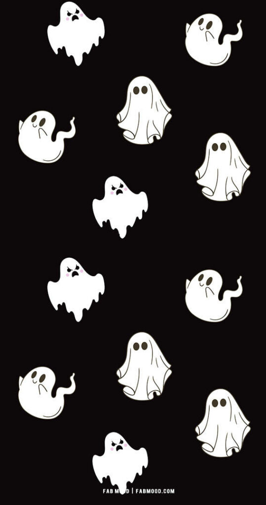 Spooky Patterns: A Ghostly Delight - Halloween-themed iPhone Wallpaper