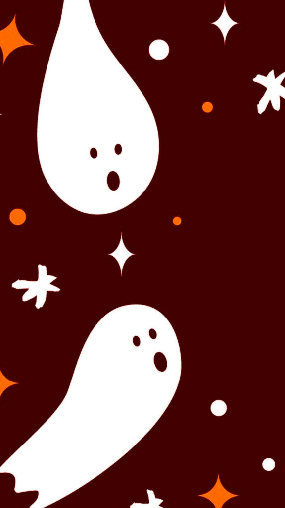 Ghostly Duo: Adorable Halloween Wallpaper for Your Phone