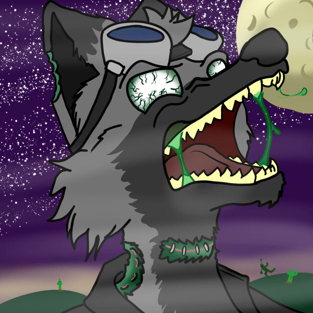 Spooky Halloween Wolf Wallpaper with Glowing Eyes & Full Moon