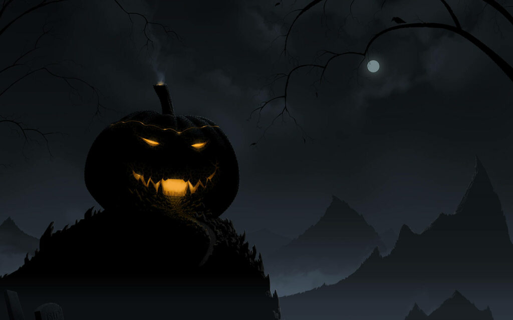 The Haunted Pumpkin Hill: A Spooky Halloween Computer Wallpaper