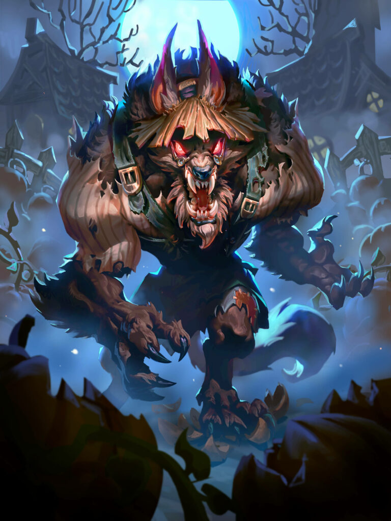 Spooky Worgen Wallpaper: Full Moon & Halloween Trees