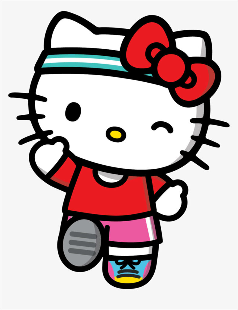 Sporty Cartoon Character Wallpaper with Playful Hello Kitty Vibes