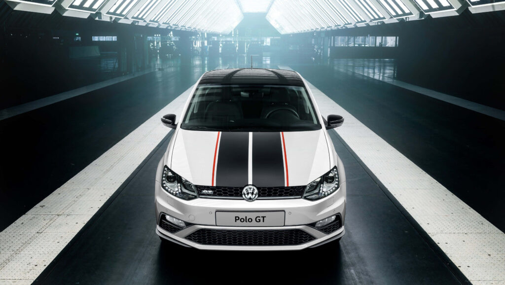 Sporty Volkswagen Polo GT Wallpaper: Modern Design & Racing Stripes