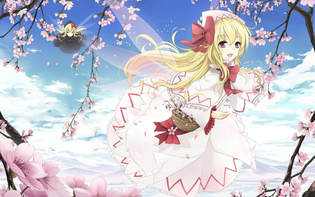The Spring Peach Flower Fairy: ACG Japanese Anime Girl in a Cute and Sweet HD Wallpaper with the Second Element
