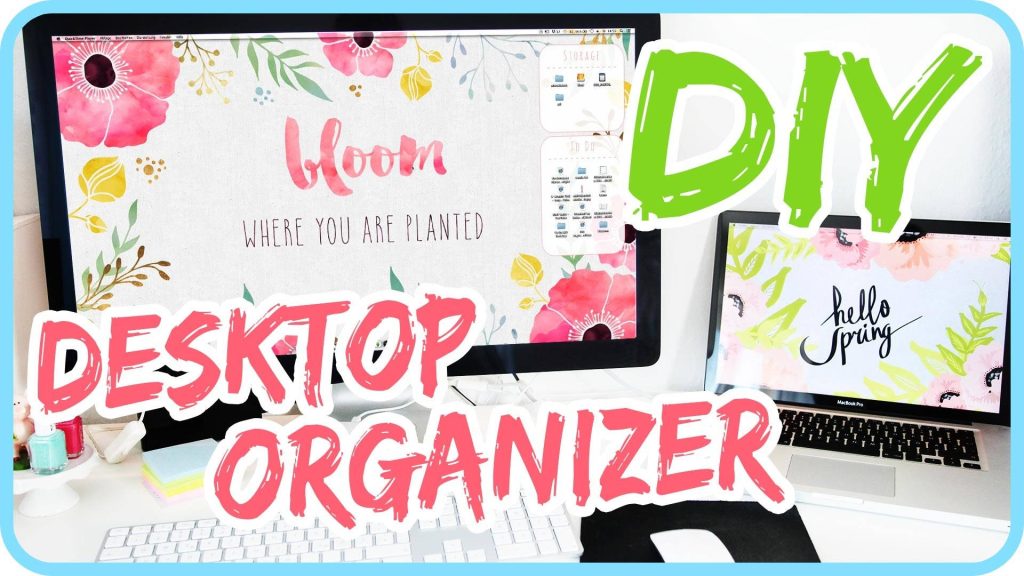 DIY desktop organizer wallpaper spring floral bloom typography tidy productive layout