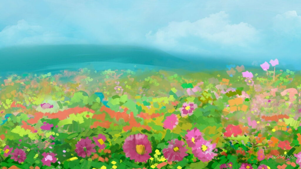 Enchanting Floral Canvas: Capturing a Colorful Garden in Watercolor Splendor Wallpaper