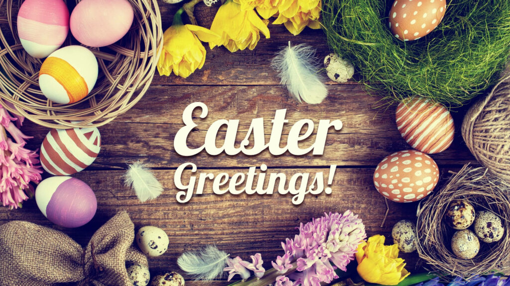 Setting the Scene: A Lovely Easter Desktop Background with a Decorative Table Wallpaper