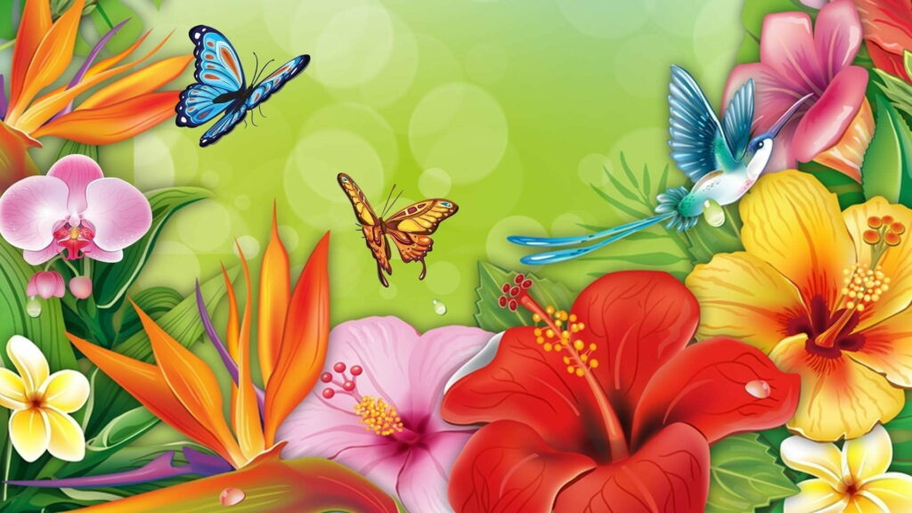Vibrant Spring Serenade: A Mesmerizing Fusion of Butterflies, Blooms, and Artistic Brilliance Wallpaper