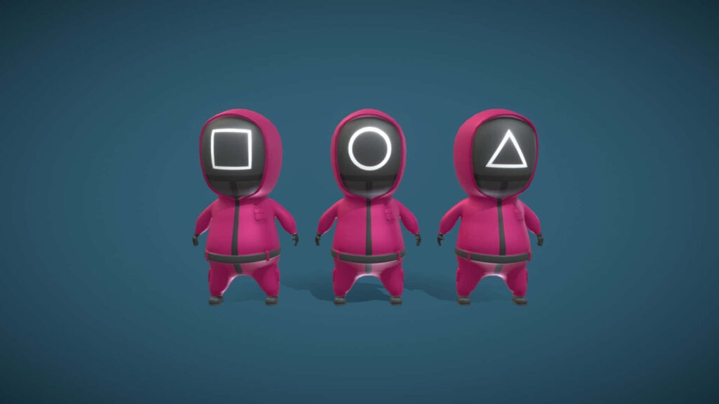 Squid Game Guards: Minimal Art Background Wallpaper