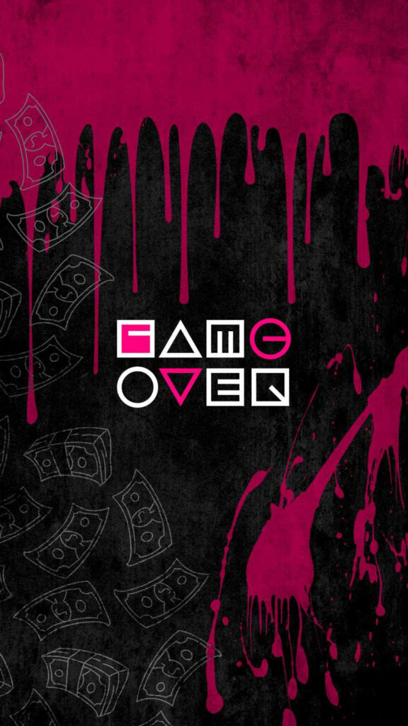 Squid Game LOGO on Pink and Black Background Wallpaper