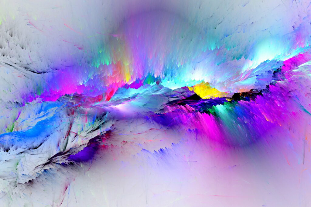 Colorful Splatters: A Multicolored Abstract Painting with Squirts and Splashes as a Vibrant Wallpaper