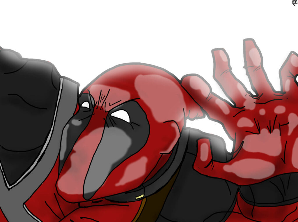 Laugh Out Loud with Deadpool: Hysterical Faceplant on Glass! Wallpaper
