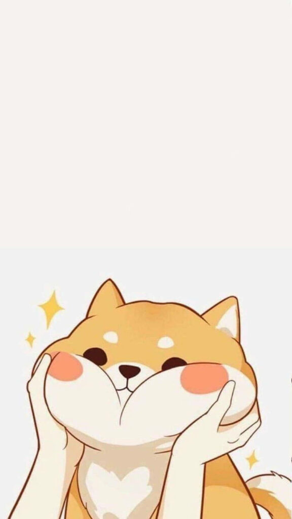 Cute Japanese Aesthetic: Delightful Shiba Inu with Squished Cheeks - Vibrant Kawaii HD Background Image Wallpaper
