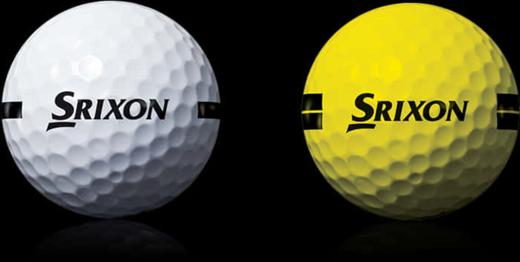 Srixon Golf Balls Wallpaper: Dimpled White & Yellow on Black Background