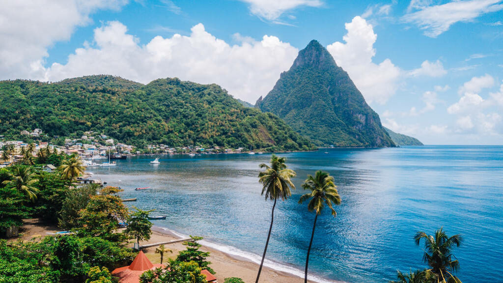 Stunning St. Lucia Beach Wallpaper: Iconic Pitons & Tropical Paradise