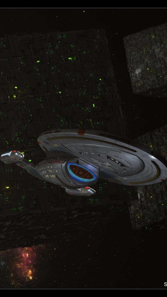 Star Trek Wallpaper: Enterprise & Borg in Stunning Cosmic Scene