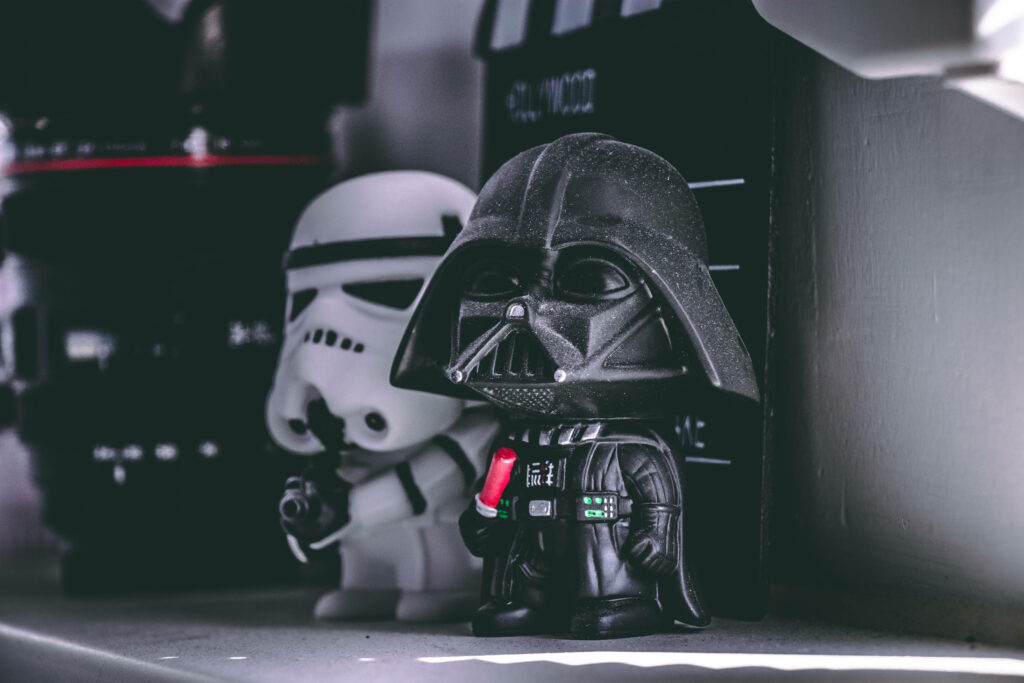 Iconic Star Wars Dark Side Wallpaper: Darth Vader & Stormtrooper