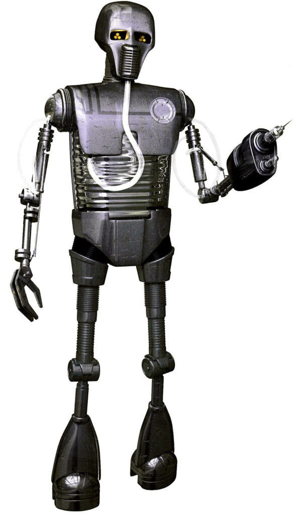 Sleek Star Wars Droid Wallpaper: Metallic Gray with Glowing Details