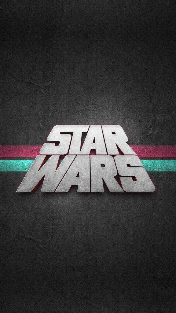 Retro Star Wars Logo Wallpaper on Dark Teal & Pink Background