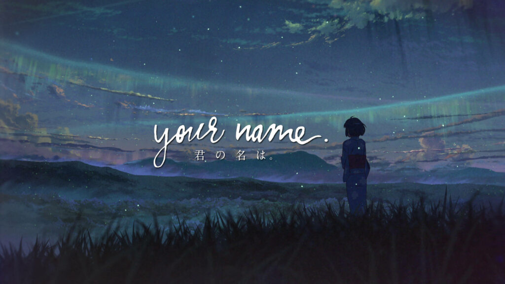 Enigmatic Starry Interlude: Captivating Mitsuha Miyamizu Amidst the Night Skies of Your Name Anime Wallpaper