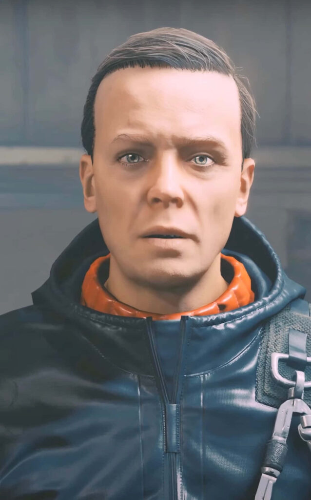 Close up of Starfield character with detailed facial expressions and realistic game textures wallpaper