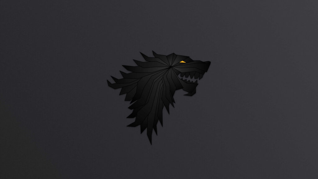 Minimalist Stark Sigil Wallpaper: Dark Wolf Head with Glowing Eye