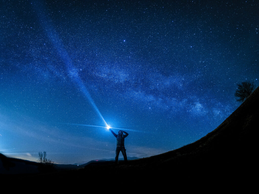 Stargazing Under Moon's Glow: A Stunning 4k Snapshot Immersed in Celestial Beauty Wallpaper