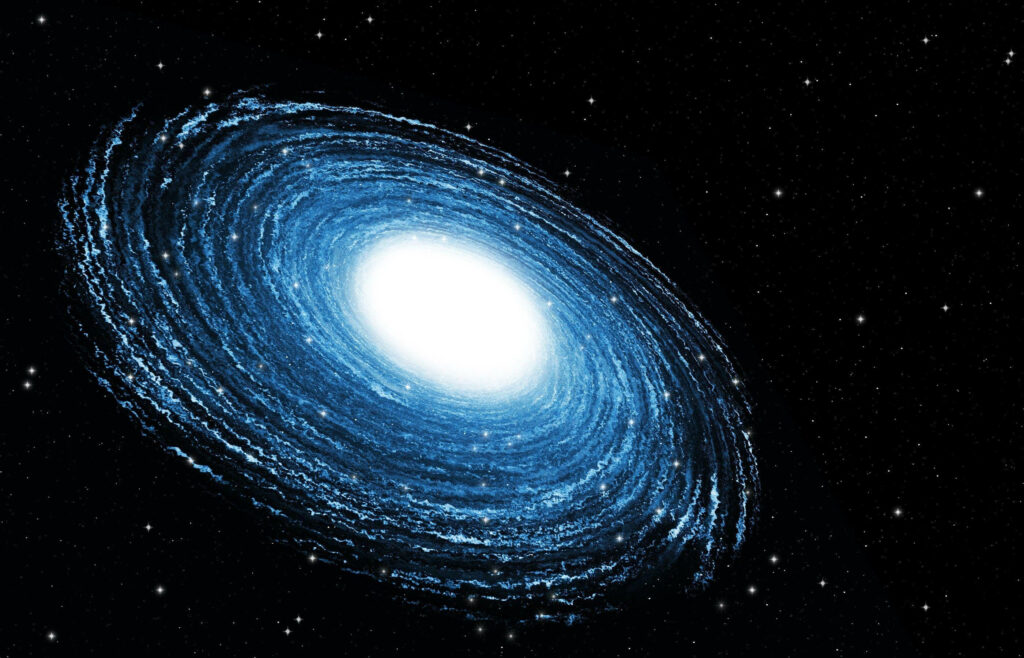 Mesmerizing Celestial Symphony: An Illuminated Azure Cosmos Adorned with Magnificent Stardust Wallpaper