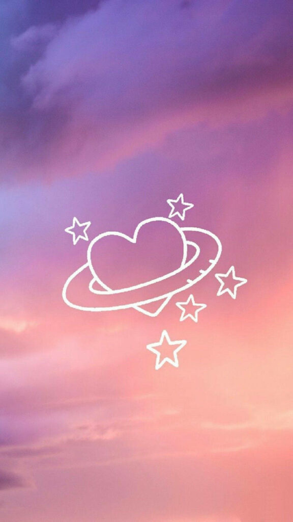Starry Purple Sky, Love in a Ring – Adorable Background for Your Mobile Screen Wallpaper