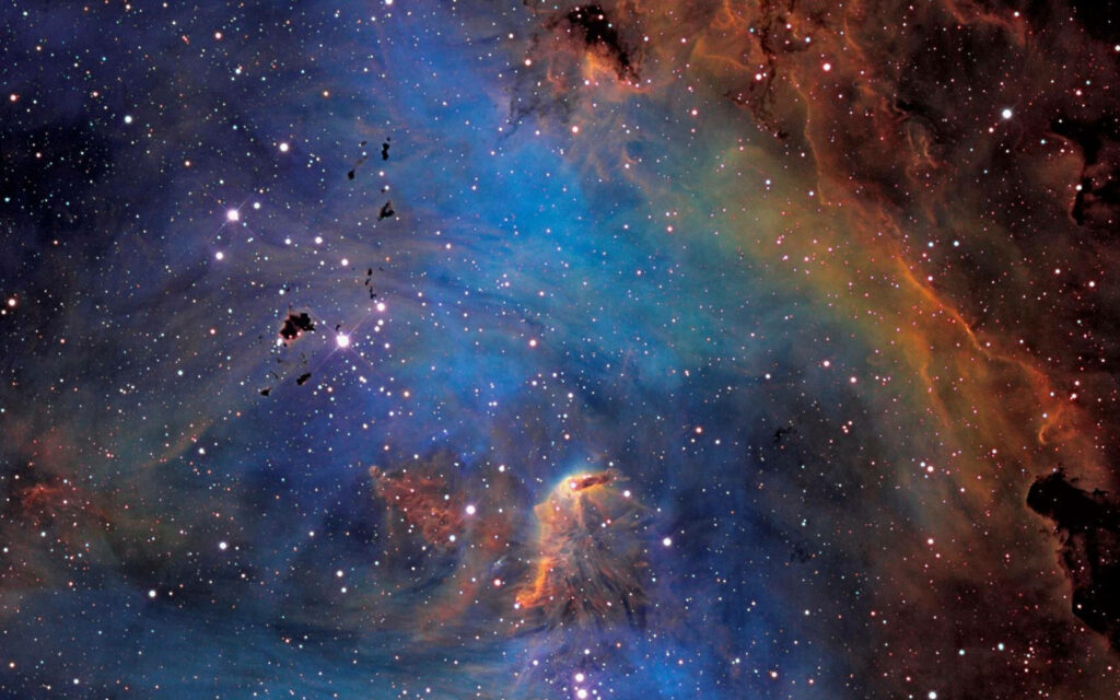 Stunning Cosmic Symphony: A Mesmerizing 4k Ultra HD Galaxy Background Photo Illuminated by Vibrant Colorful Fumes and Glistening Speckles of Bright Shining Stars Wallpaper