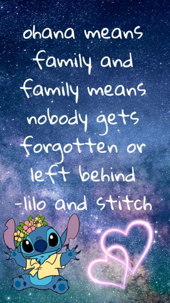 Starry Night Family Wallpaper: Stitch with Flower Crown & Hearts