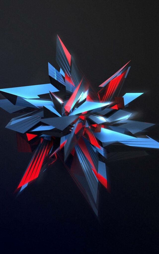 Stellar Visuals: A Captivating 3D Phone Background Featuring Abstract Red and Blue Figure Resembling a Star Wallpaper