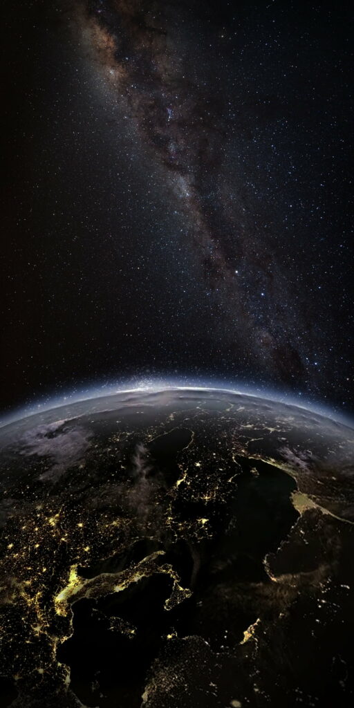 Stunning HD Universe: Captivating Earth and Celestial Light Display Wallpaper