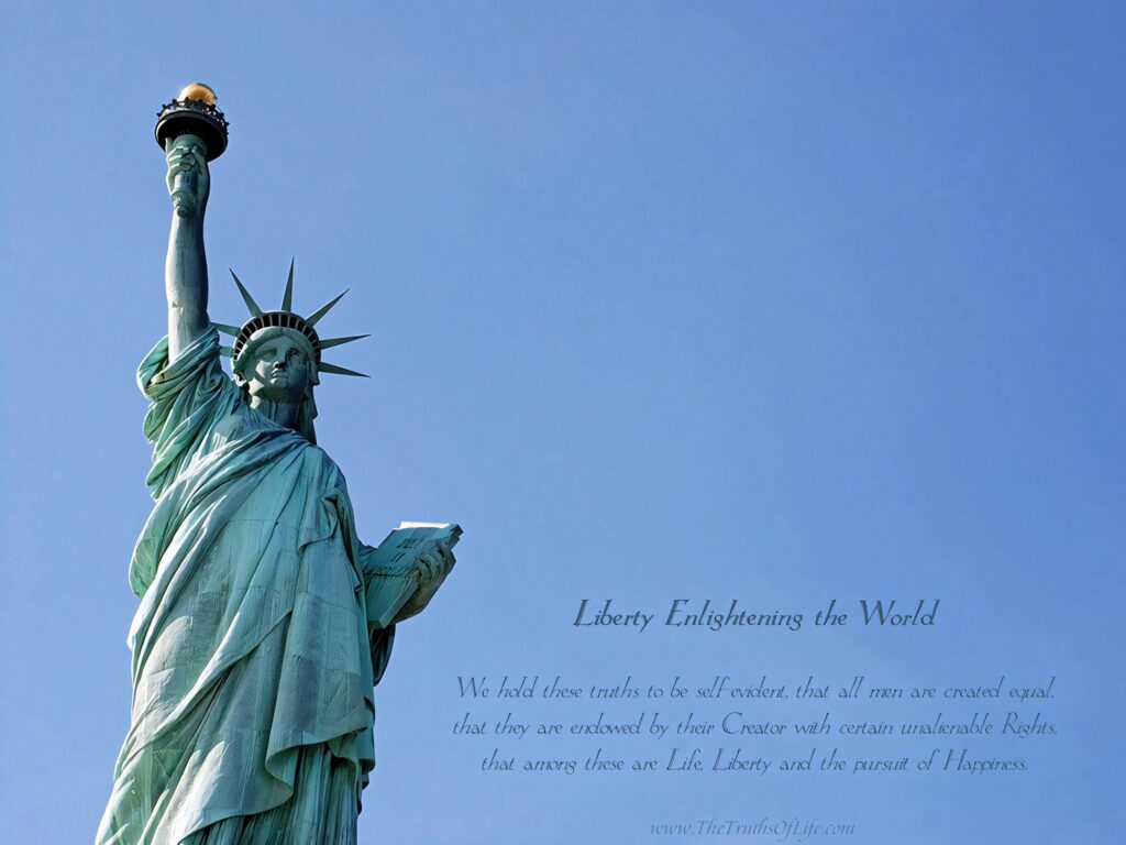 Statue of Liberty Wallpaper: Freedom & Enlightenment in Blue Sky