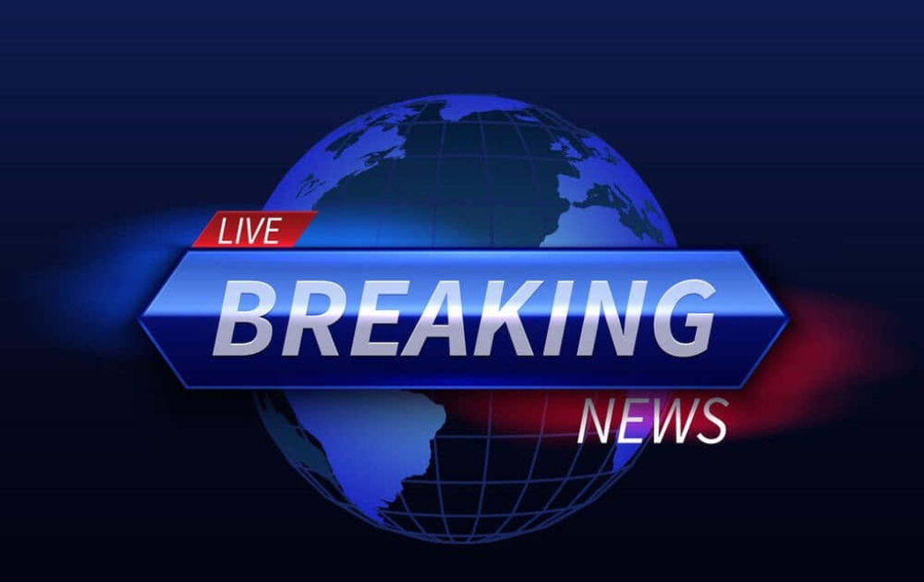 Breaking News wallpaper with dark blue globe and bold live text for newsroom backdrop