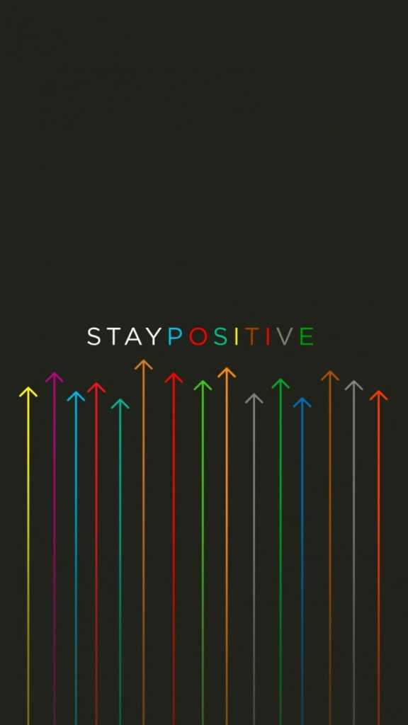 Stay Positive Wallpaper: Colorful Growth Arrows on Dark Background