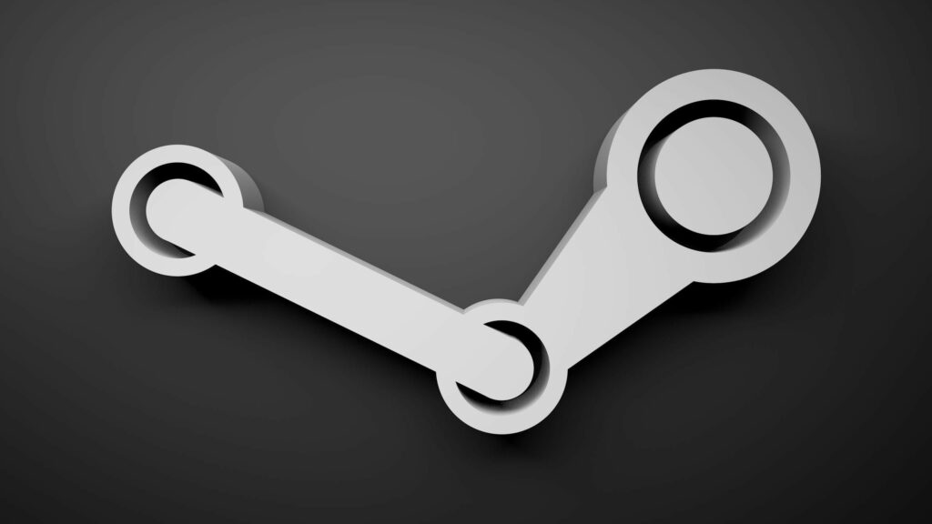 Stylized 3D Steam logo against dark backdrop Wallpaper