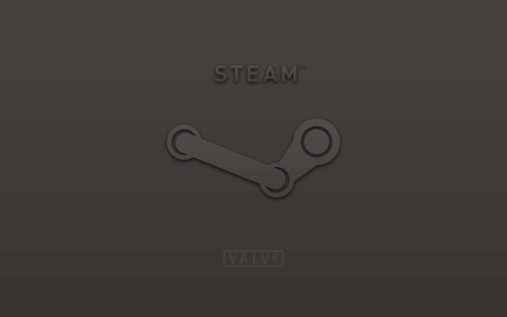 Steam platform logo centered on sleek dark background minimalist modern gaming wallpaper