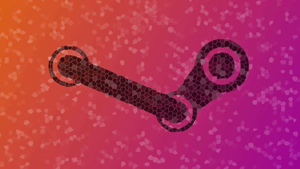 Steam Platform wallpaper with mosaic pattern and gradient background highlighting Steam logo