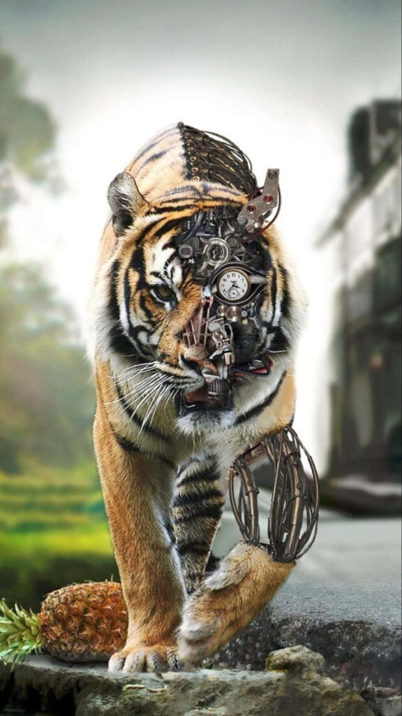 Steampunk Bengal Tiger Wallpaper: Nature Meets Technology