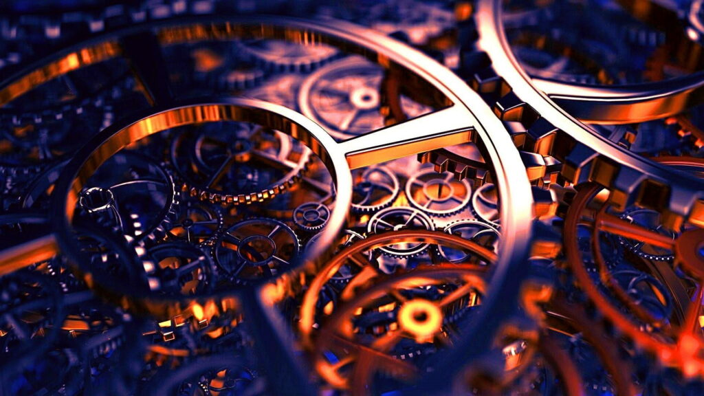 The Steampunk Clockwork: A Mesmerizing Fusion of Time and Intricate Blue Mechanisms Wallpaper