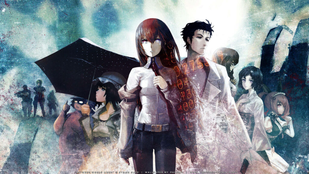 Steins Gate: Iconic Cast Unveiled in Spectacular Anime Wallpaper