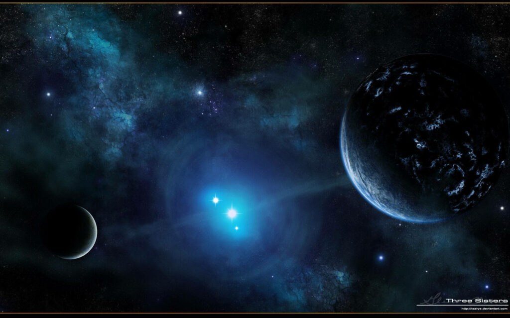 Galactic Dreams: Enchanting Blue Cosmos as Phone Wallpaper