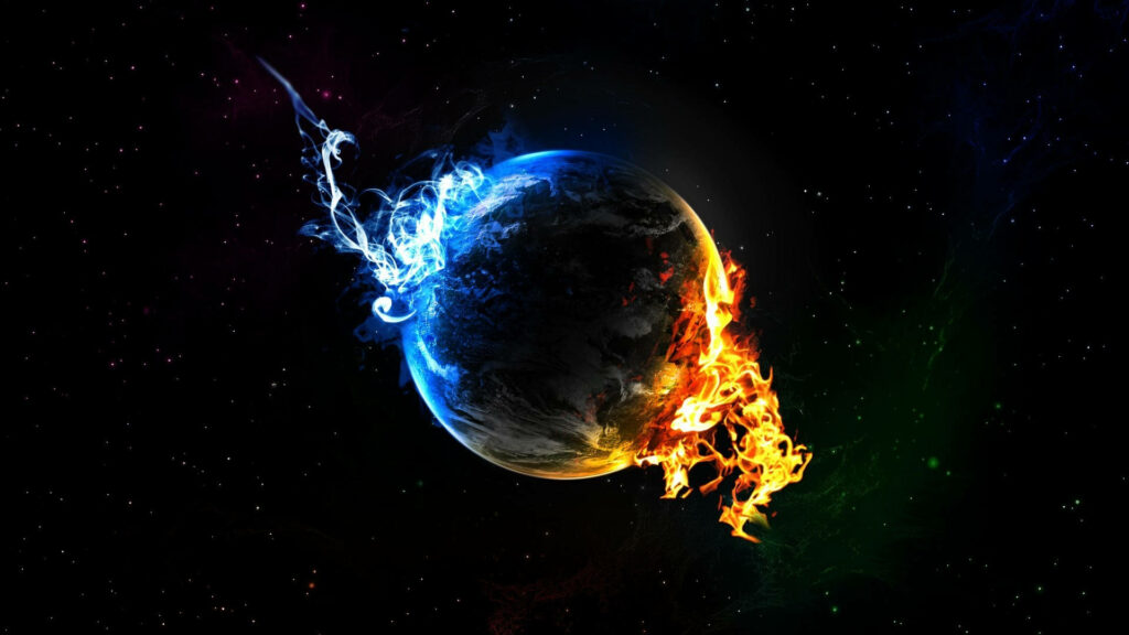 Stellar Paradigm: Celestial Symphony Encapsulating Earth's Elements Wallpaper
