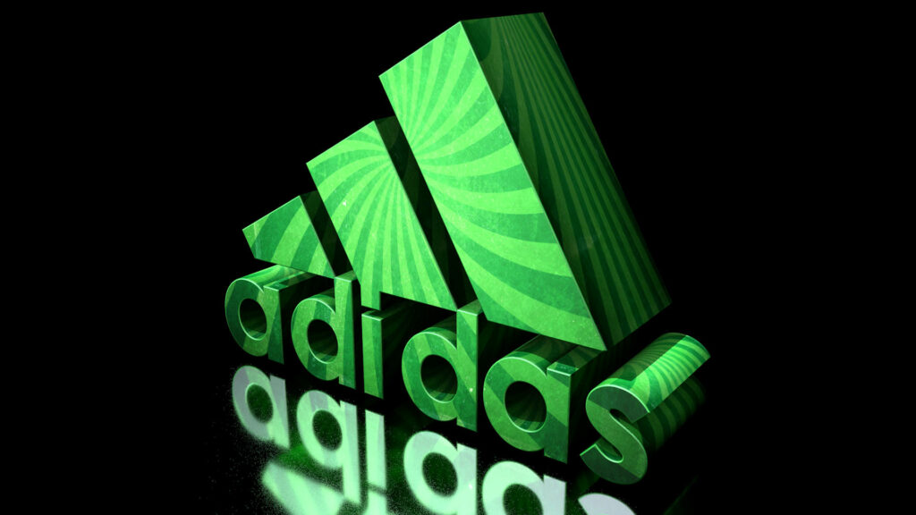 3D Swirl Adidas Logo wallpaper on a Dark Background