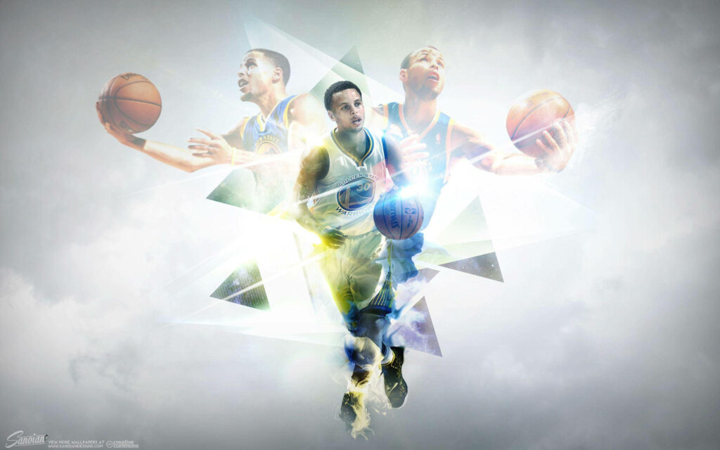 Triangular Triumph: Stephen Curry's Three-Point Masterpiece Wallpaper